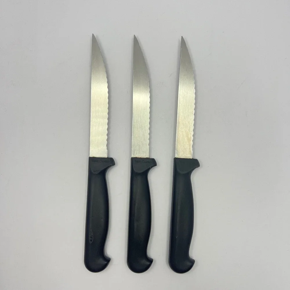 Set of 3 Betty Crocker Black Serrated Knives 9